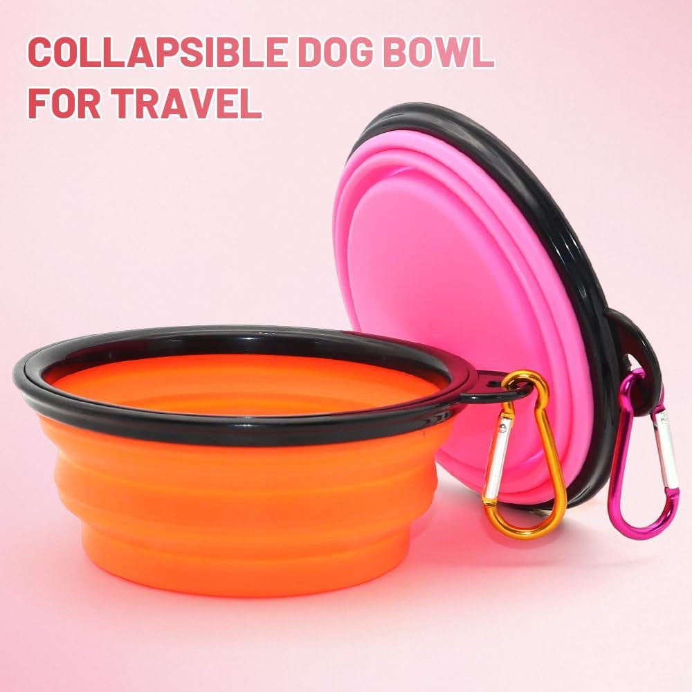 Collapsible Dog Bowls – 2-Pack Portable Pet Feeding & Watering Dishes with Carabiners