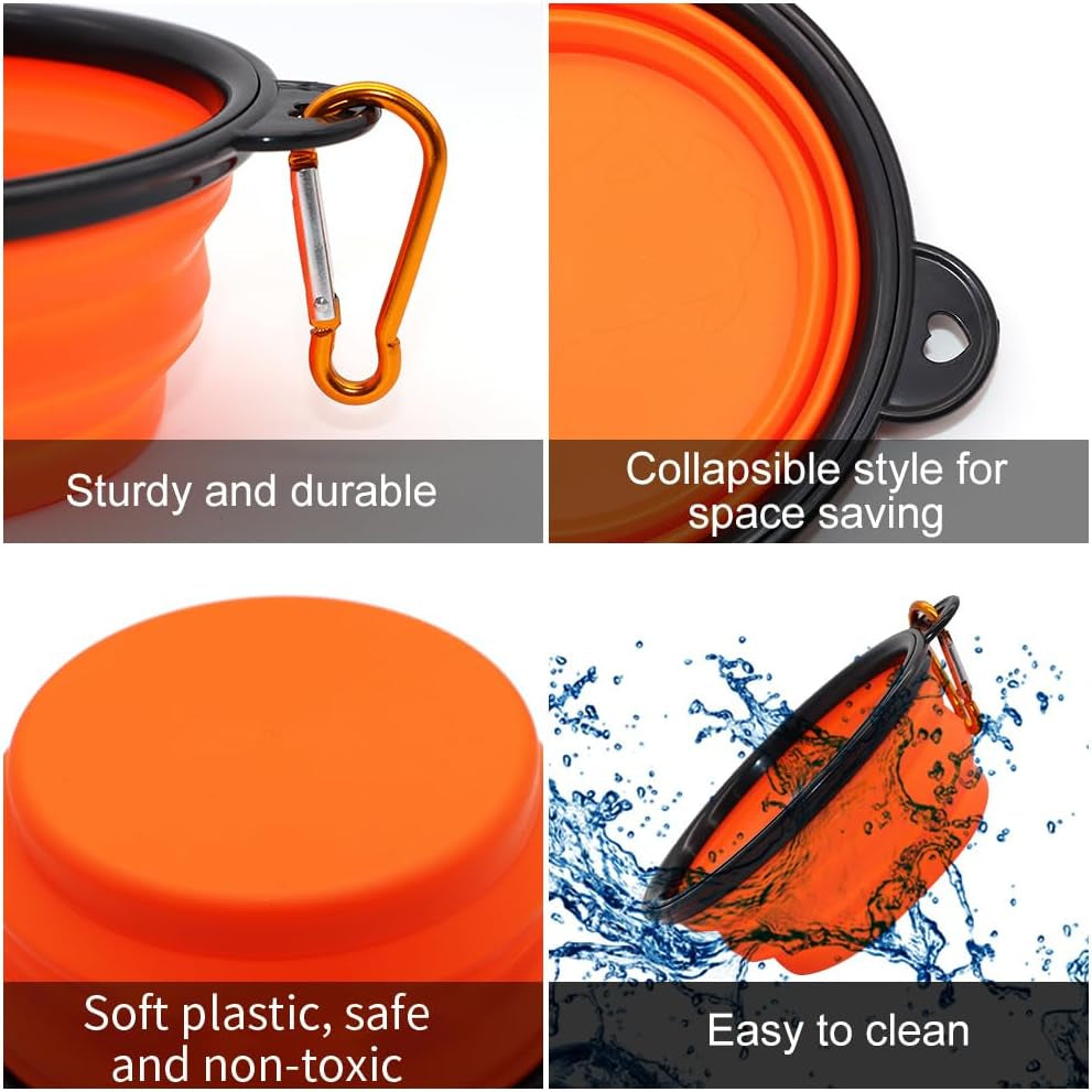 Collapsible Dog Bowls – 2-Pack Portable Pet Feeding & Watering Dishes with Carabiners