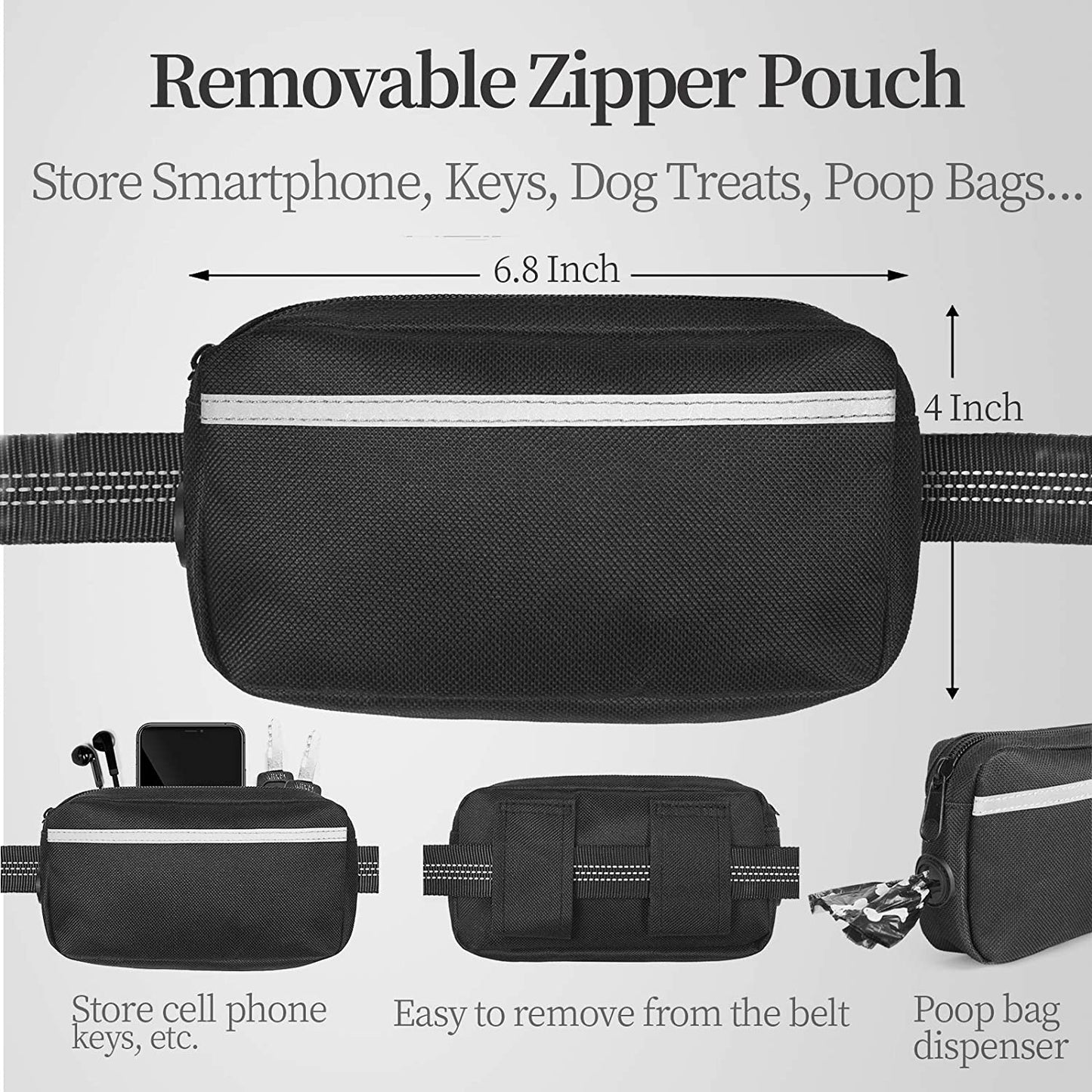 Hands-Free Dog Leash – Bungee, Dual Handles & Storage Pouch for Medium Dogs (8–25 lbs)