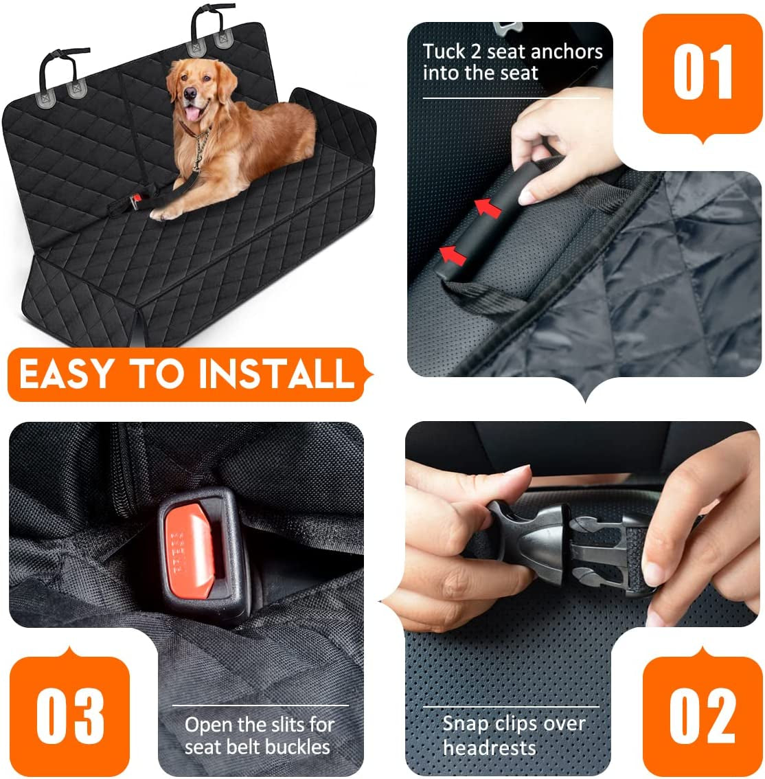 Dog Car Seat Cover – Waterproof, Non-Slip Back Seat Protector with Armrest Fit for Cars, Trucks & SUVs