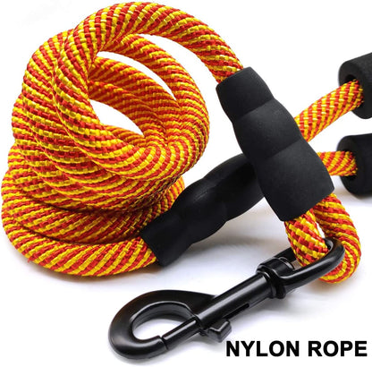 Heavy Duty Nylon Dog Leash – 6 ft Rope Leash with Padded Handle for Large & Medium Dogs 
