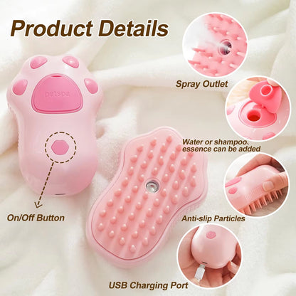 3-in-1 Pet Grooming Brush – Electric Spray Hair Removal Comb & Massage Brush for Cats and Dogs