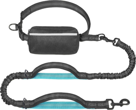 Hands-Free Dog Leash – Bungee, Dual Handles & Storage Pouch for Medium Dogs (8–25 lbs)