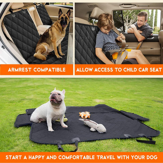 Dog Car Seat Cover – Waterproof, Non-Slip Back Seat Protector with Armrest Fit for Cars, Trucks & SUVs