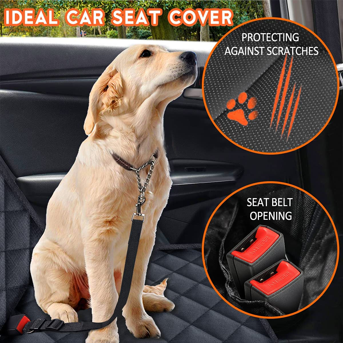 Dog Car Seat Cover – Waterproof, Non-Slip Back Seat Protector with Armrest Fit for Cars, Trucks & SUVs