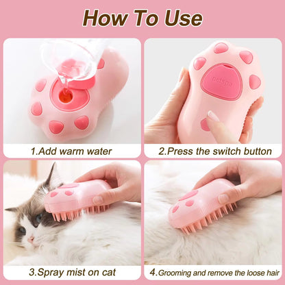 3-in-1 Pet Grooming Brush – Electric Spray Hair Removal Comb & Massage Brush for Cats and Dogs