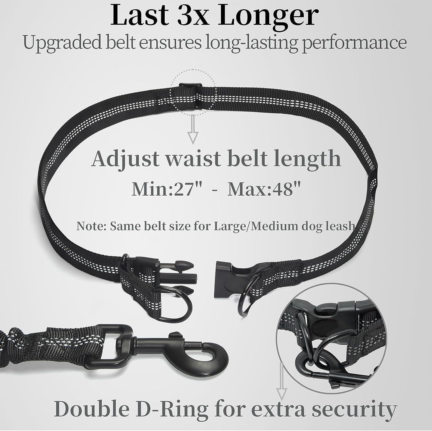 Hands-Free Dog Leash – Bungee, Dual Handles & Storage Pouch for Medium Dogs (8–25 lbs)