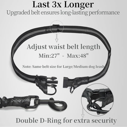 Hands-Free Dog Leash – Bungee, Dual Handles & Storage Pouch for Medium Dogs (8–25 lbs)