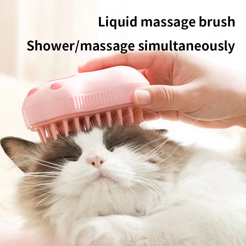 3-in-1 Pet Grooming Brush – Electric Spray Hair Removal Comb & Massage Brush for Cats and Dogs