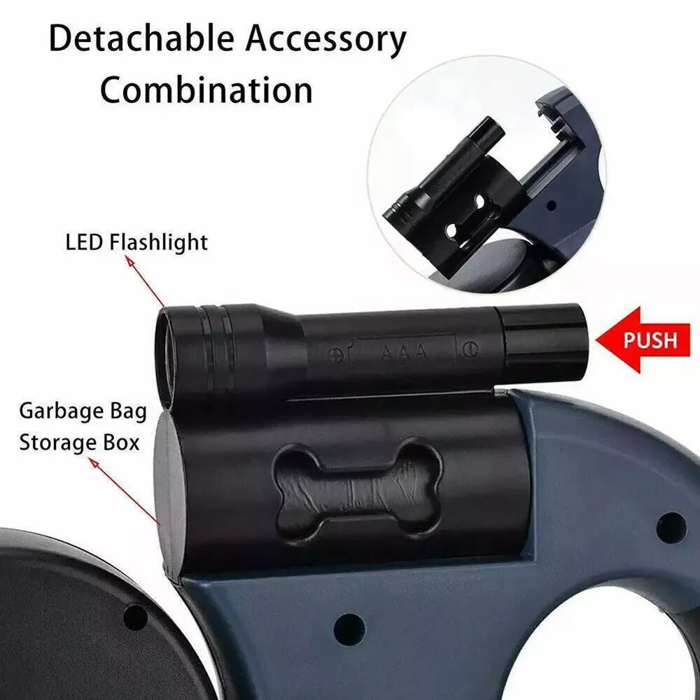 Double Dog Retractable Leash – Reflective 360° Swivel Lead for Easy Walks