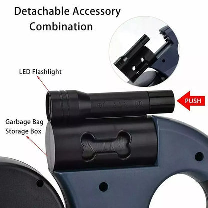 Double Dog Retractable Leash – Reflective 360° Swivel Lead for Easy Walks
