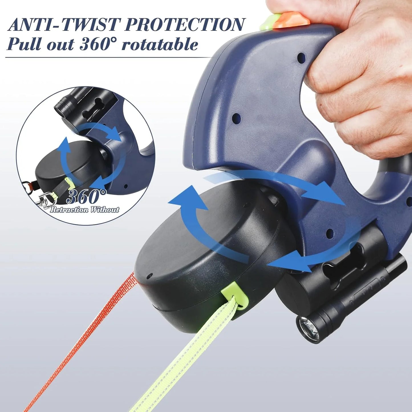 Double Dog Retractable Leash – Reflective 360° Swivel Lead for Easy Walks