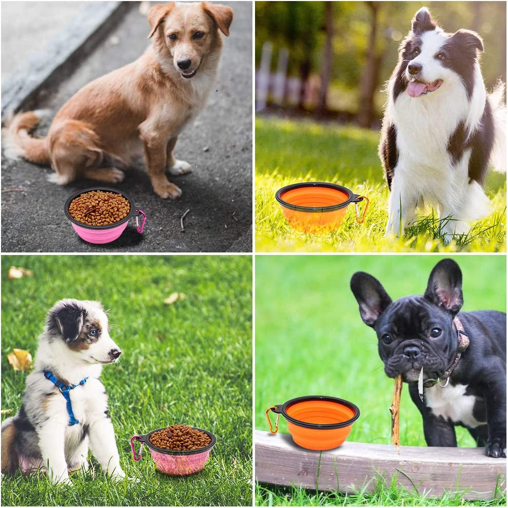 Collapsible Dog Bowls – 2-Pack Portable Pet Feeding & Watering Dishes with Carabiners