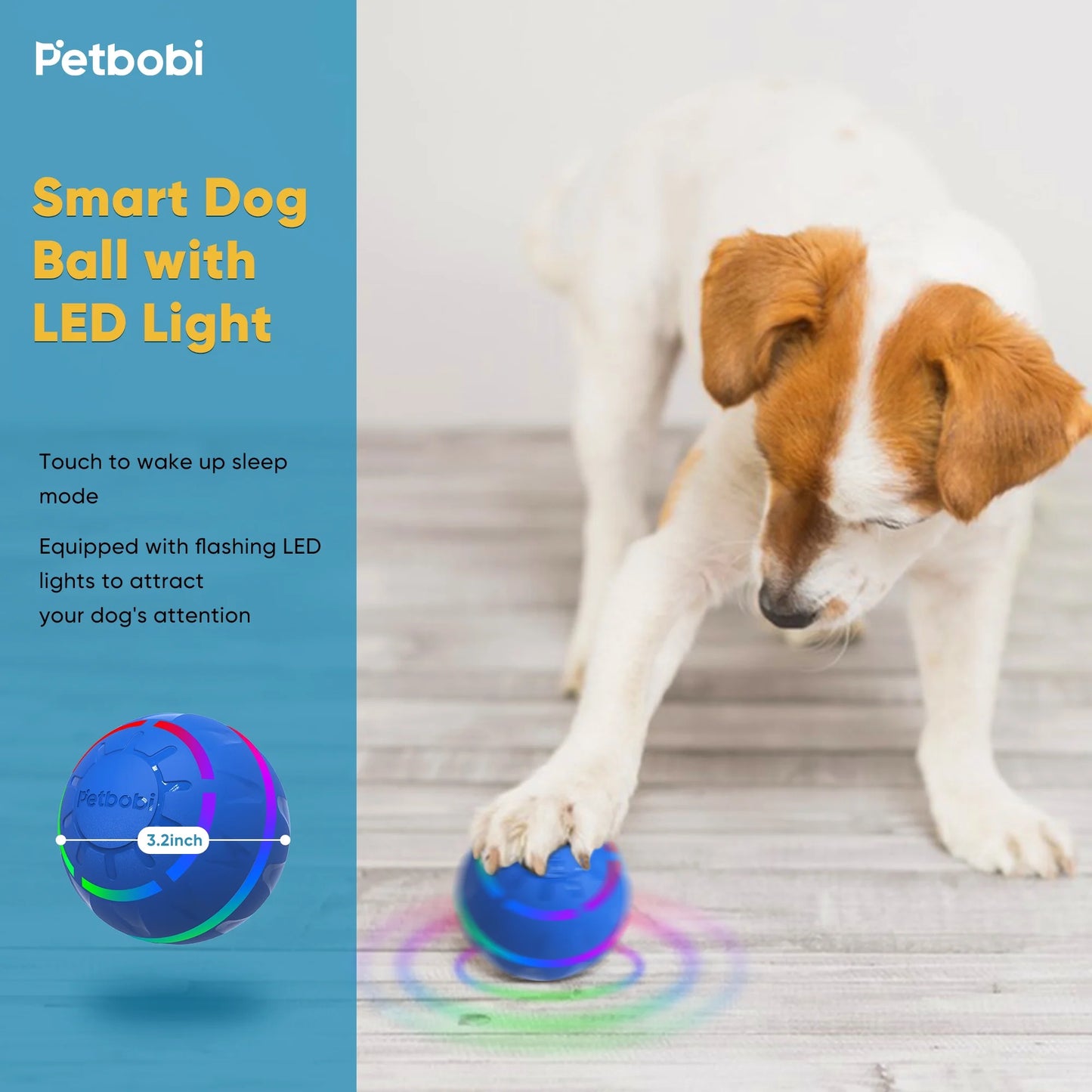 Interactive Dog Toy Ball – Rolling LED Ball for Medium & Large Dogs, USB Rechargeable