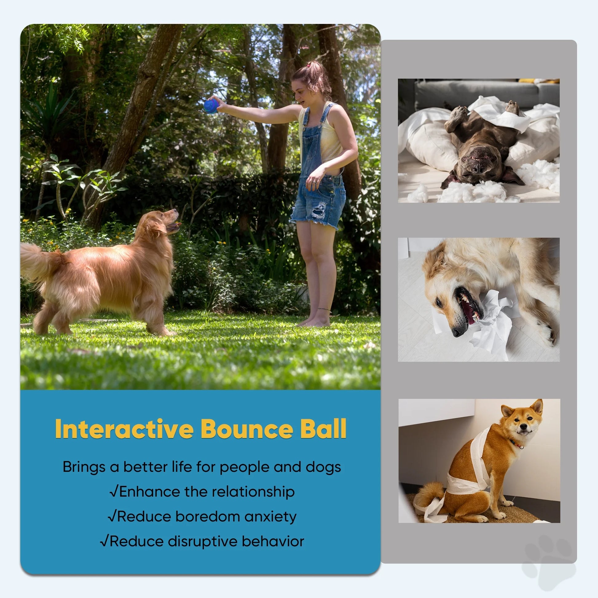 Interactive Dog Toy Ball – Rolling LED Ball for Medium & Large Dogs, USB Rechargeable
