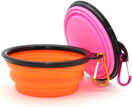 Collapsible Dog Bowls – 2-Pack Portable Pet Feeding & Watering Dishes with Carabiners