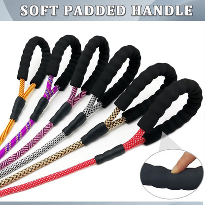 Heavy Duty Nylon Dog Leash – 6 ft Rope Leash with Padded Handle for Large & Medium Dogs 